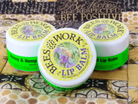 100% All Natural Honey & Hemp Seed Oil Lip Balm-hand made in small batches by Bees @ Work